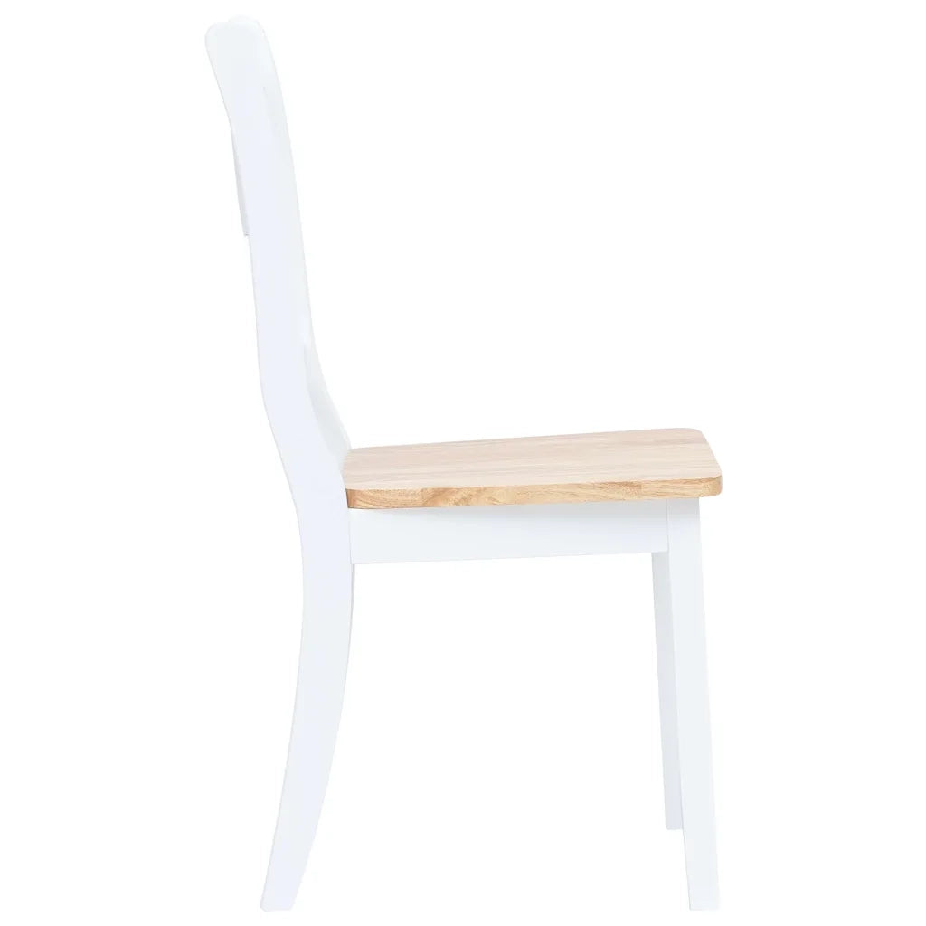 Sedie da Pranzo 6 pz Bianco e Naturale in Massello di Hevea 277544