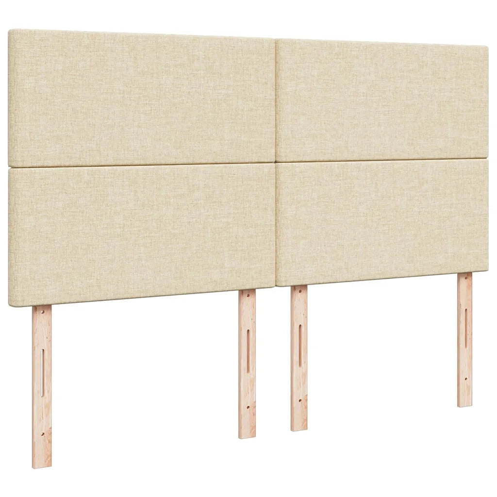 Struttura Letto Pouf con Materassi Crema 200x200 cm in Tessuto 3313104