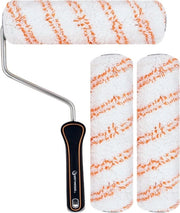 Rullo a mano da 23 cm con 3 rotoli di microfibra senza pelo - ideale per lavori di verniciatura liscia all'interno e all'esterno