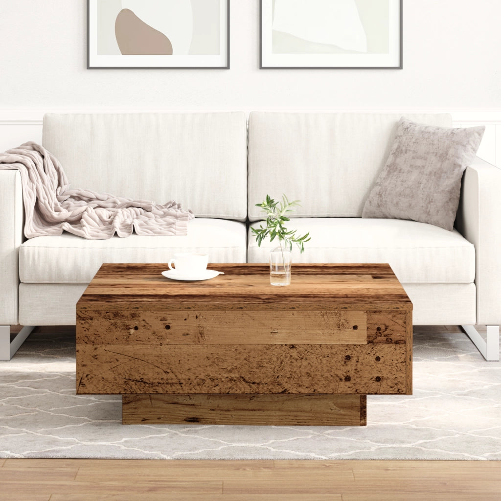 Tavolino da caffÃ¨ in legno riciclato 80x80x31 cm in legno ingegnerizzato