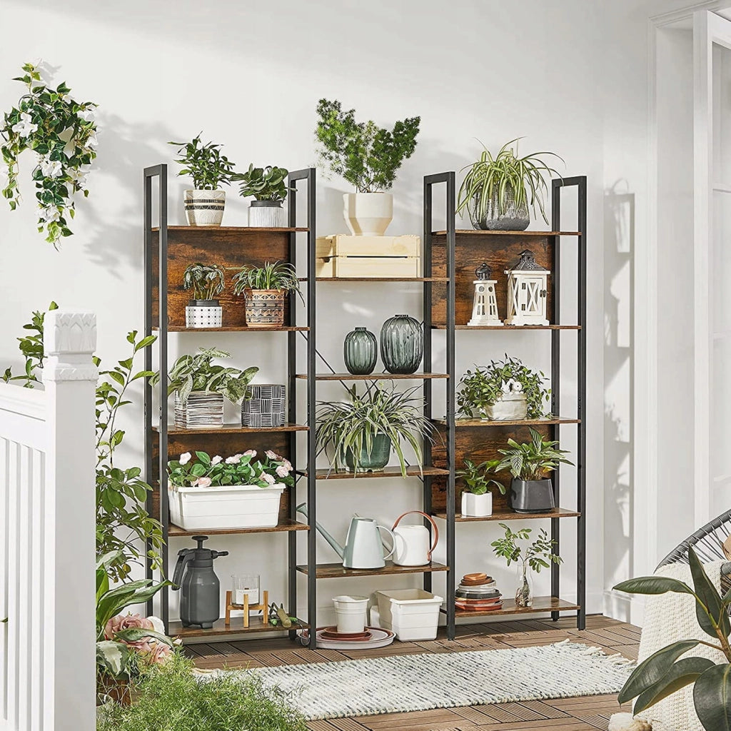 Libreria Valora SHELF CABINET in stile loft rustico marrone 14 ripiani