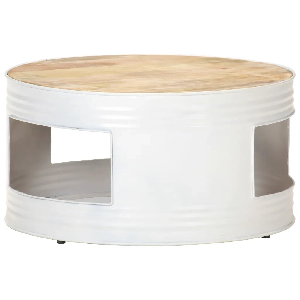 Tavolino da CaffÃ¨ Bianco 68x68x36 cm in Legno Massello di Mango cod mxl 57232