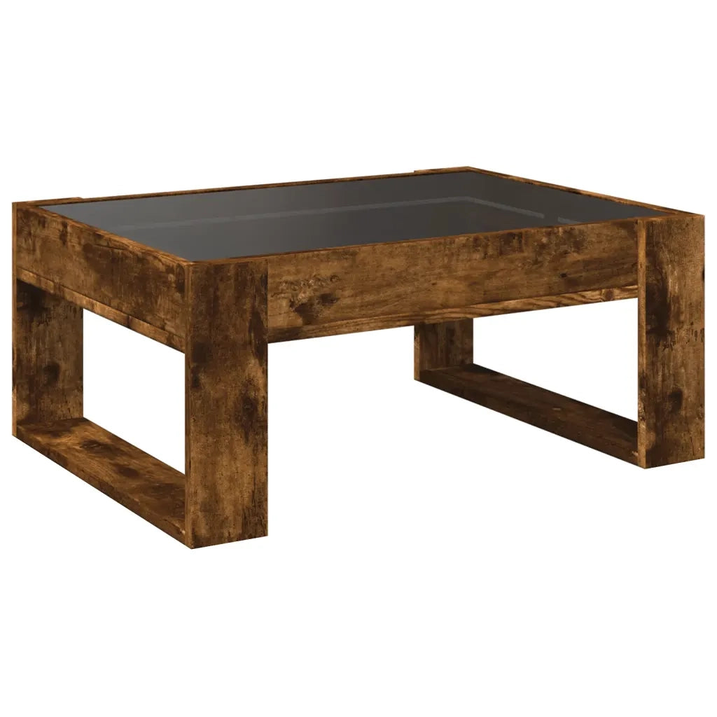 Tavolino da Salotto con LED Infinity Rovere Fumo 70x53x30 cm 847634