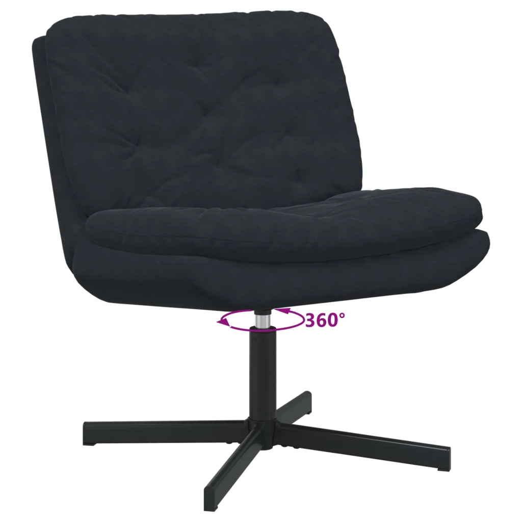 Poltrona Relax con Base-Poltroncina Girevole Nero 63 x 75 x 76 cm Velluto