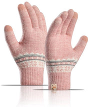 Guanti per donne - Touchscreen - Guanti da neve - Guanti a maglia - Rosa - Costruzione comoda in acrilico
