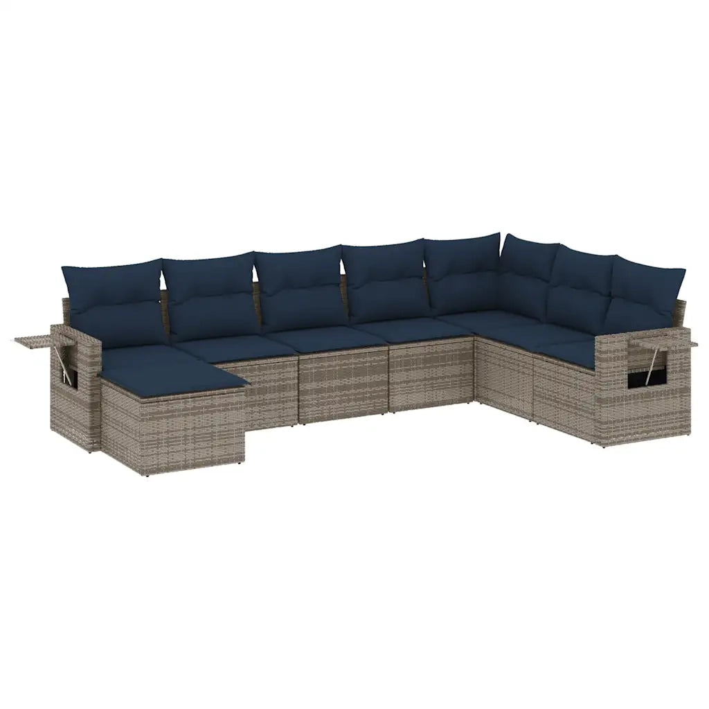 Set Divani da Giardino 8 pz con Cuscini Grigio in Polyrattan 3220560
