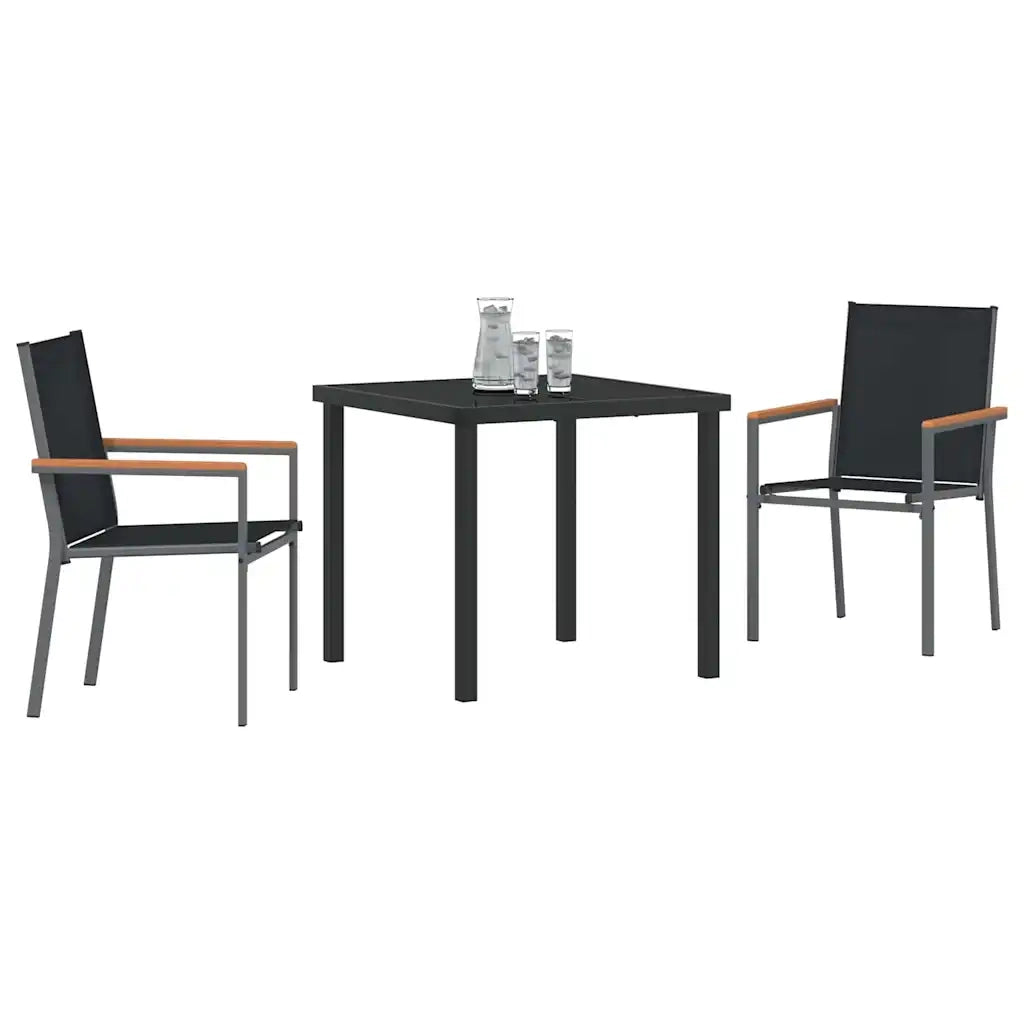 Set da Pranzo per Giardino 3 pcs Nero 3379086
