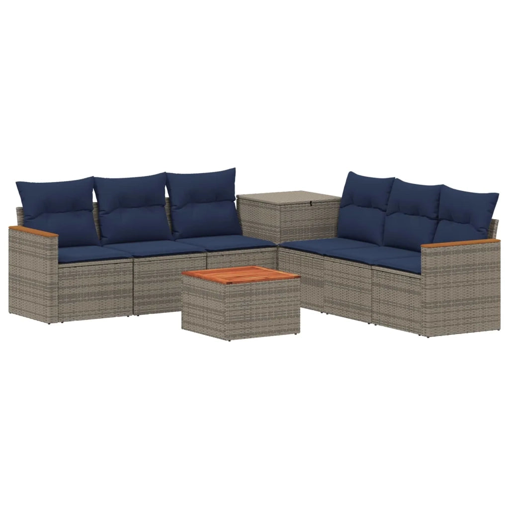 Set di divani 8 pz Grigio e Blu Navy Rattan sintetico e Acciaio 3448547