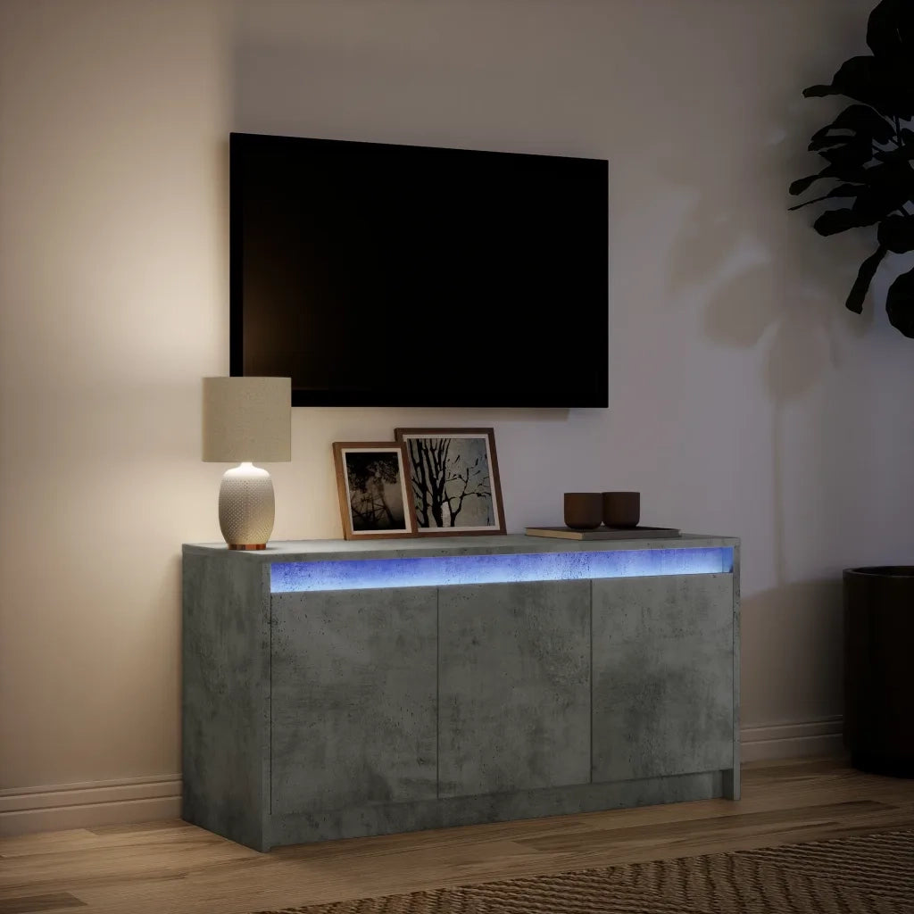 Mobile Porta TV con LED-Credenza per TV Grigio Cemento 100x34x50 cm Truciolato