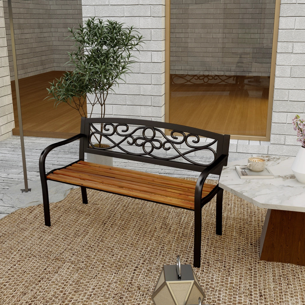 Divano da giardino 2 posti ¨C zephmum ¨C nero e legno 127x56x80