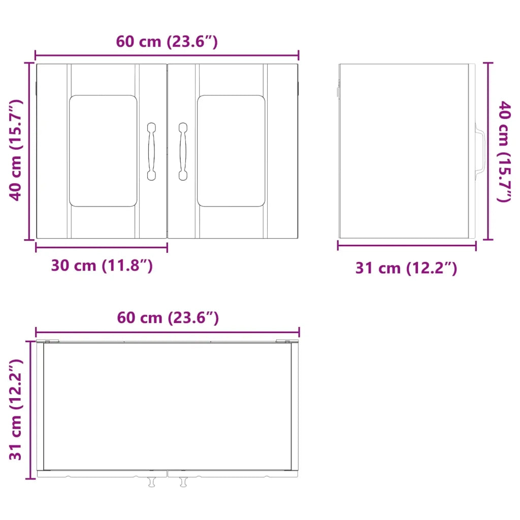 Mobile in vetro da parete LUCCA Legno antico 60 x 31 x 40 cm 884981