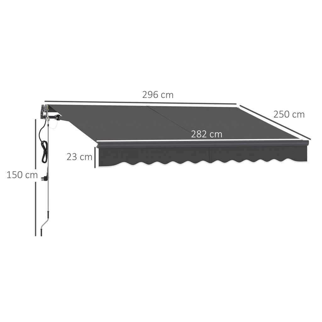Toldo Retrattile per Giardino e Terrazzo ¨C zephmum ¨C Grigio Scuro 296x250 cm