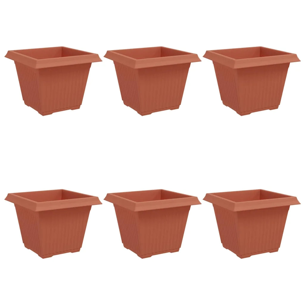 Vaso quadrato per fiori 6 pcs Rosso Mattone 43 x 43 x 33,5 cm 42020333