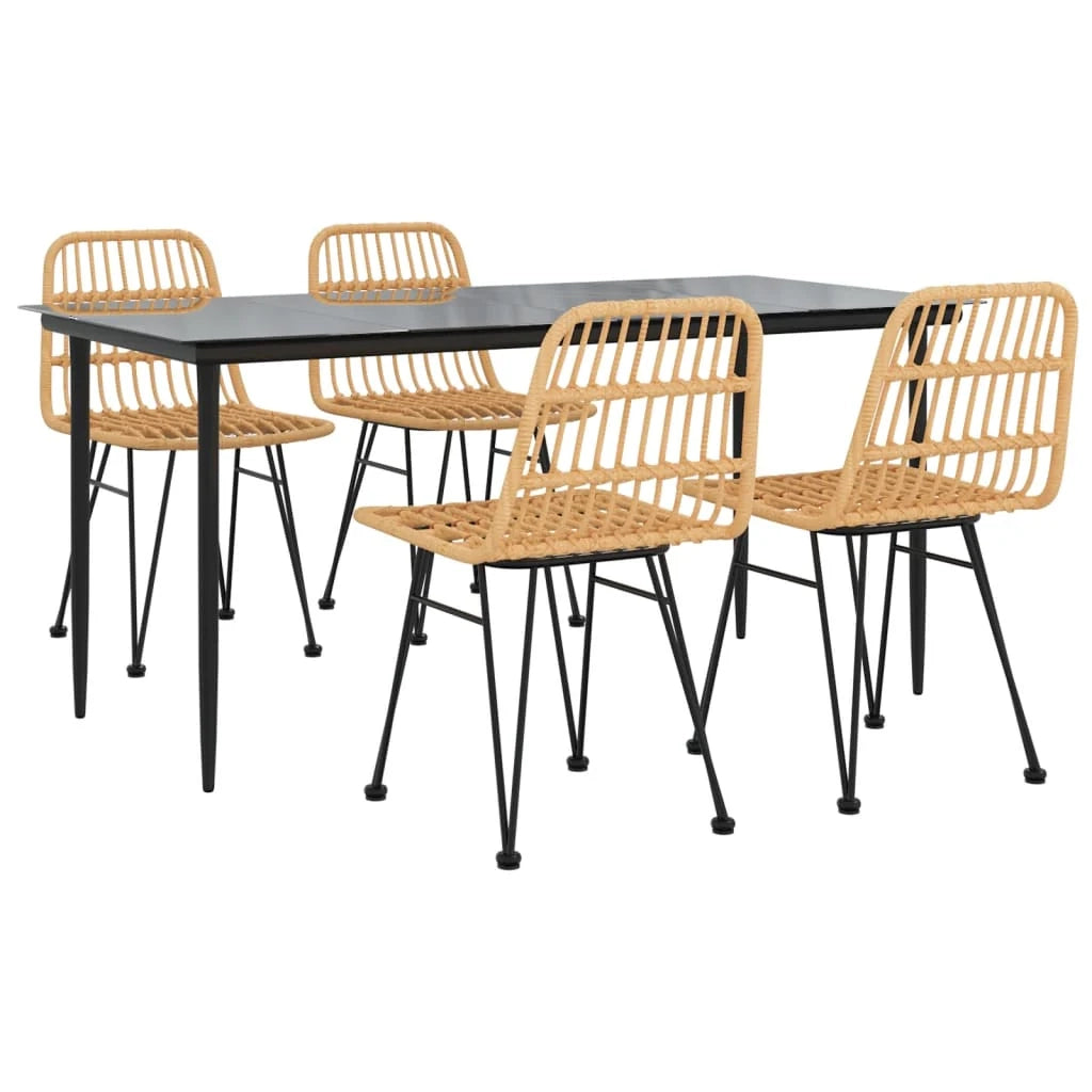 Set da pranzo da esterno 5 pezzi mobili da giardino resina di vimini 02_0014324