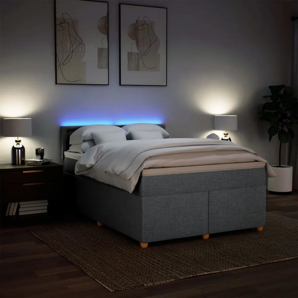 Giroletto a Molle con Materasso Grigio Chiaro 140x190cm Tessuto
