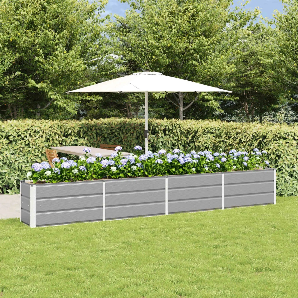 Fioriera | Cassetta per fiori | Vaso Grigio chiaro 320 x 40 x 45 cm Acciaio