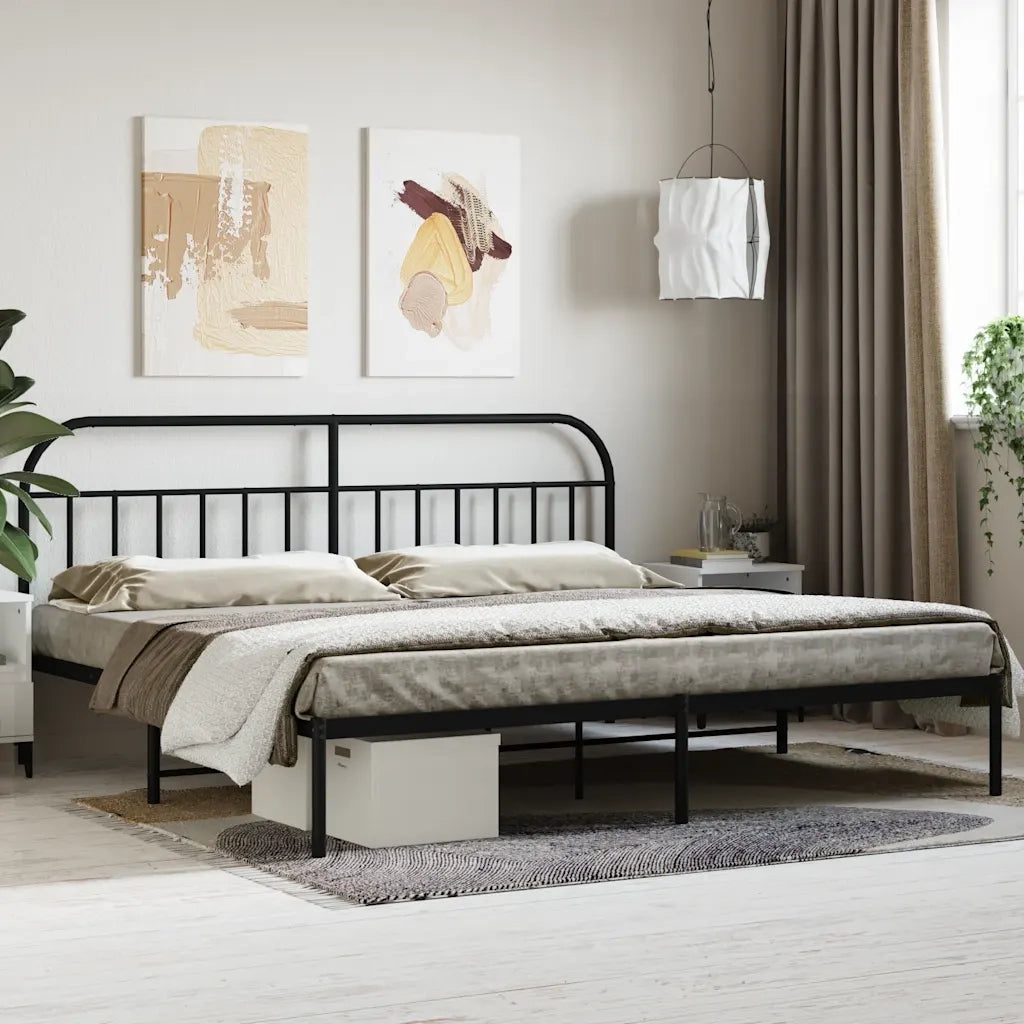 Giroletto con Testiera-Struttura Letto con testiera in Metallo Nero 200x200 cm 143324