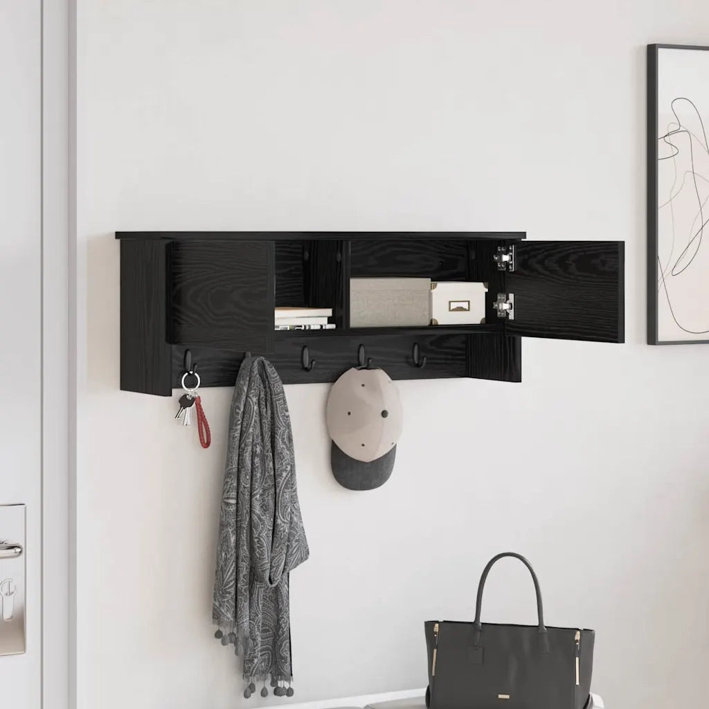 Appendiabiti a muro con lo scaffale Rovere Nero 80 x 20 x 30 cm 874340