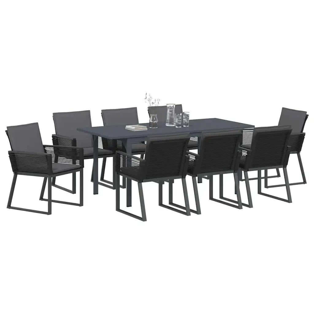 Set da Pranzo per Giardino 9 pcs Antracite polyrattan 3378823