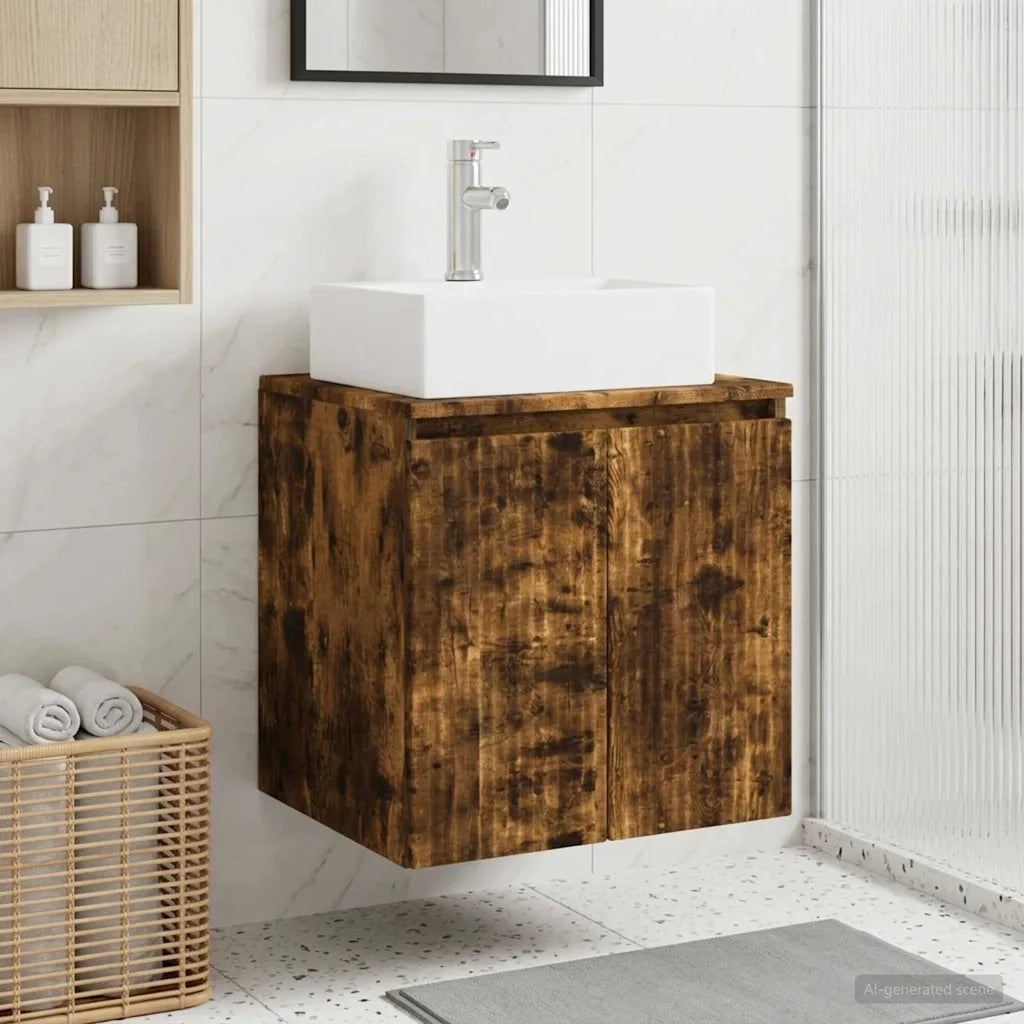Mobile Lavabo da Parete Rovere Fumo 49,5 x 41 x 62,5 cm