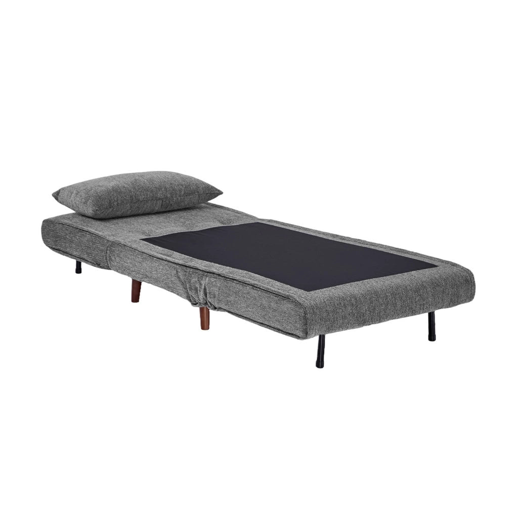 Poltrona letto convertibile in tessuto ciniglia, grigio