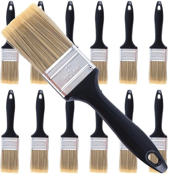 Set di pennelli per verniciatura 12 pezzi - Pennelli professionali - Manico in plastica trattato - Per verniciatura DIY - Adatto per mobili/pareti - Attrezzatura leggera - Pennelli per verniciatura