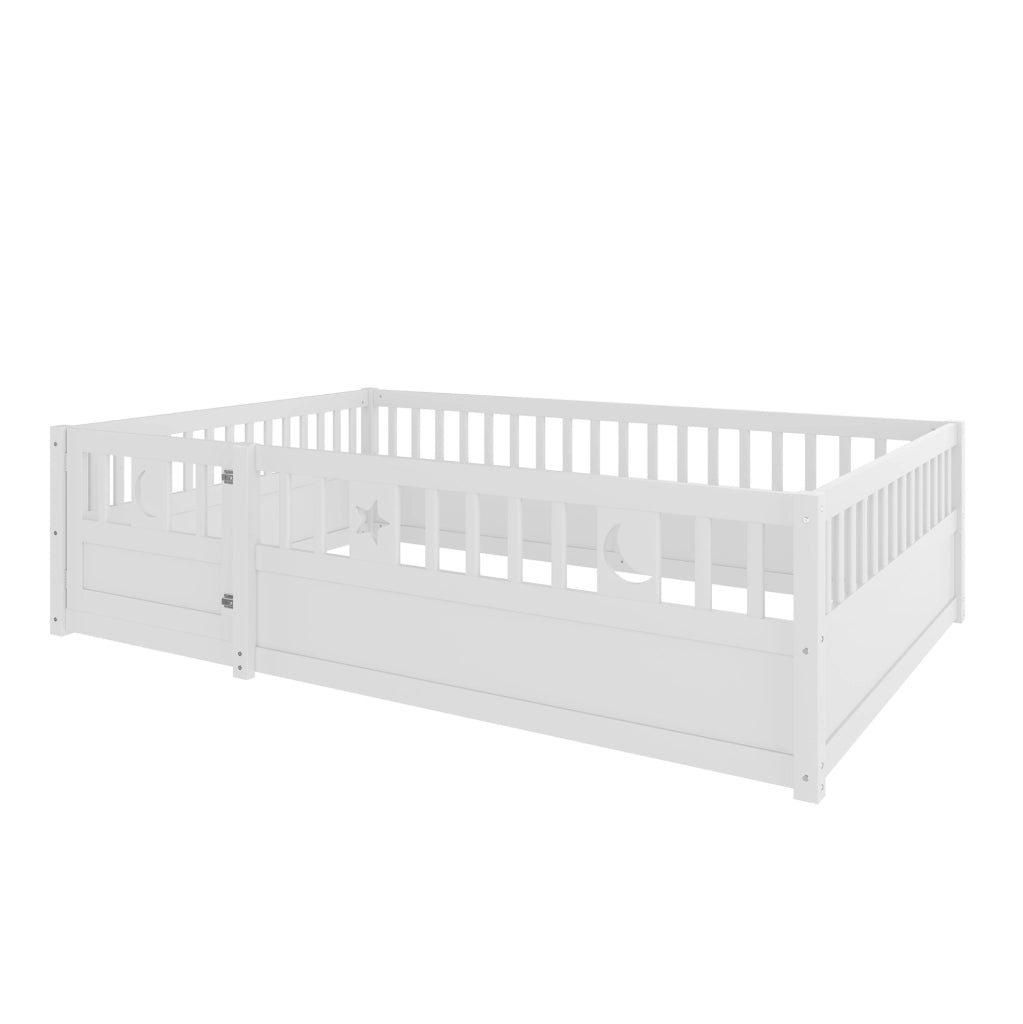 Letto per bambini 140x190 cm con sponde di sicurezza e decorazioni stella e luna