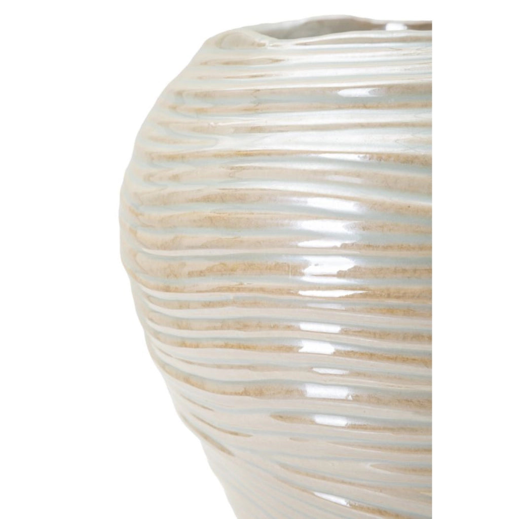 Vaso Decorativo VKH841, Bianco, Ceramica, 27x27x24 cm