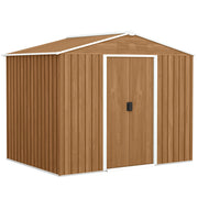 Casetta da Giardino in Lamiera di Acciaio con Porte Scorrevoli, 236x174x190cm, Marrone