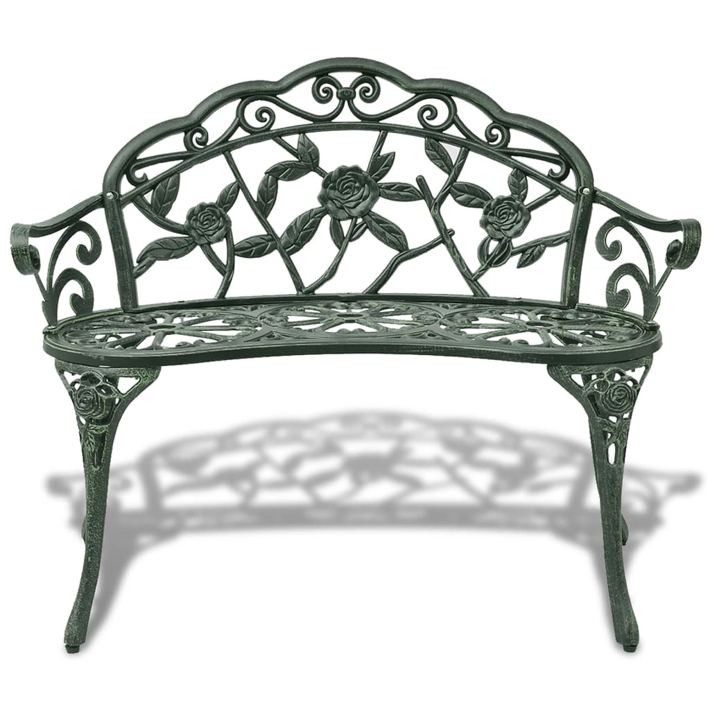 Panca da giardino mobili da esterno terrazza 100 x 54 x 80 cm alluminio pressofuso verde 02_0011143