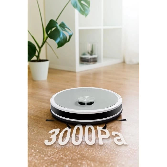 MEDION X21 SW - Robot Aspirapolvere con Stazione di Scarico - Navigazione Laser - Potenza 3000 Pa
