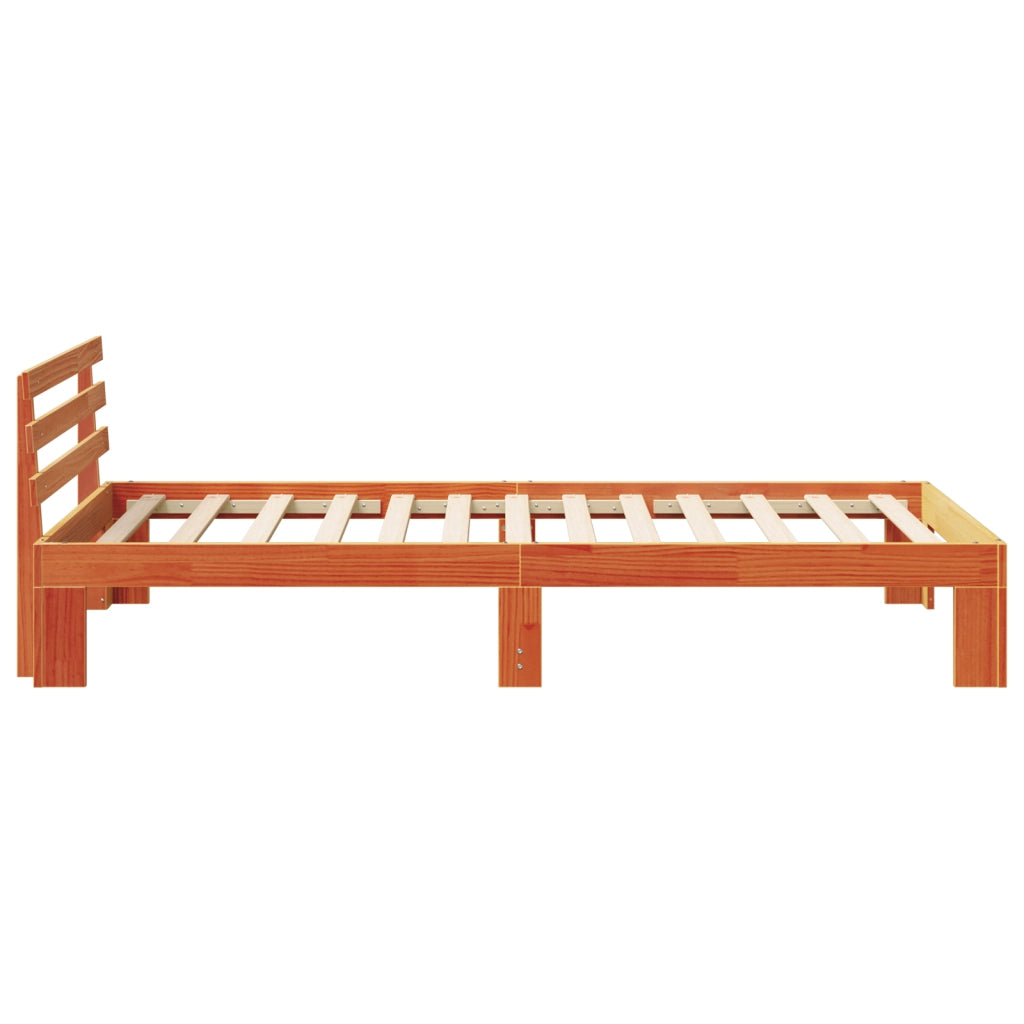 Struttura Letto in Legno di Pino Marrone Cerato Legno Massello