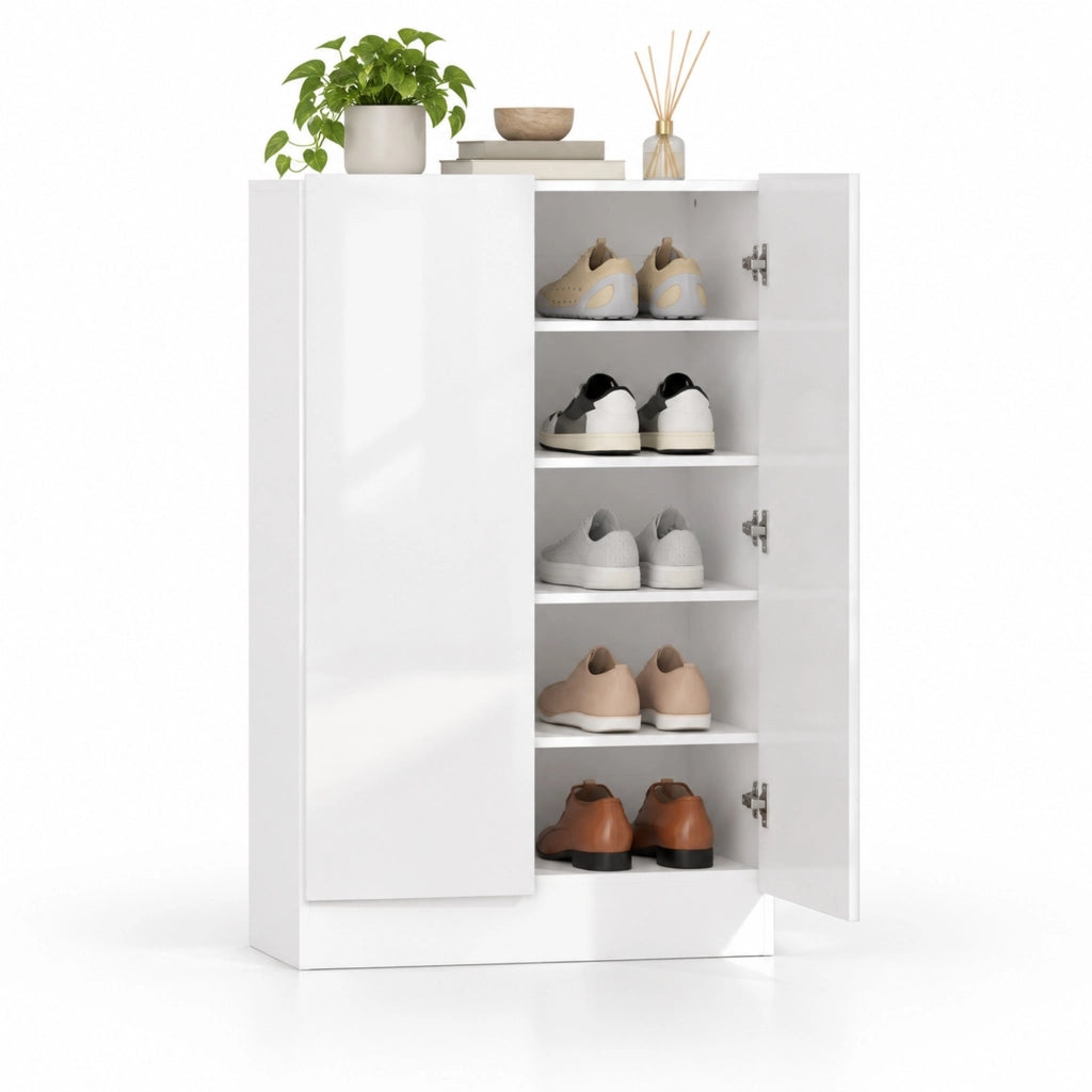 Scarpiera 72x34,5x103 cm bianca in MDF con 5 livelli regolabili