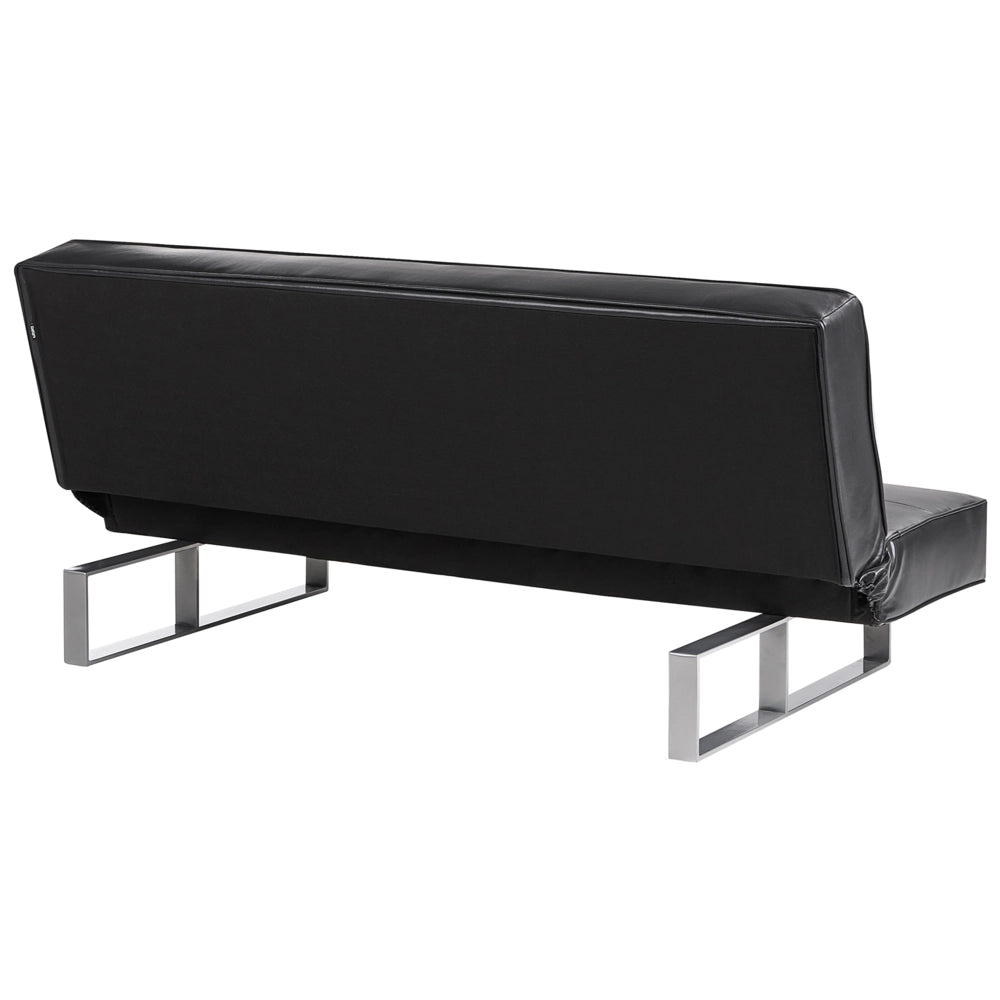 Divano letto in ecopelle nera moderno soggiorno trasformabile a 3 posti senza braccioli design minimalista