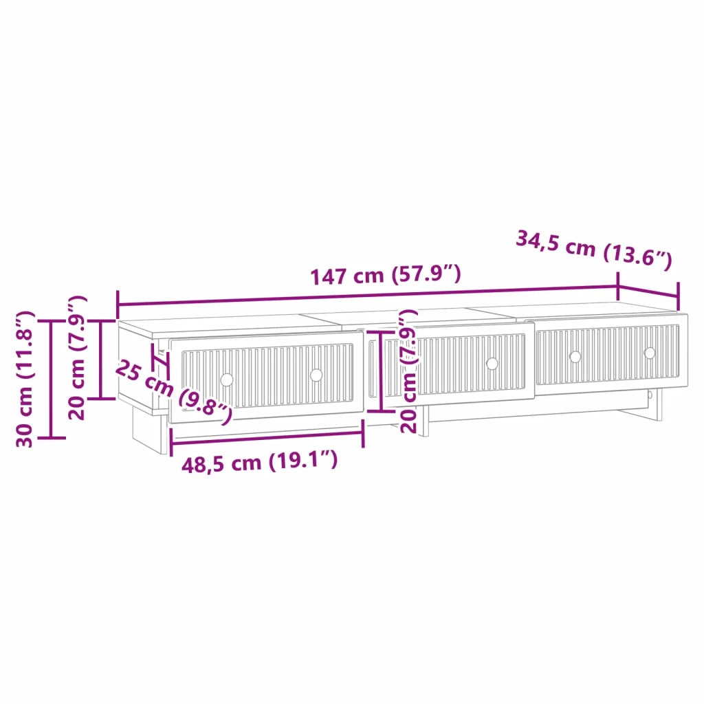 Mobile TV con cassetto-Credenza per TV Grigio Cemento 147 x 34,5 x 30 cm 689686