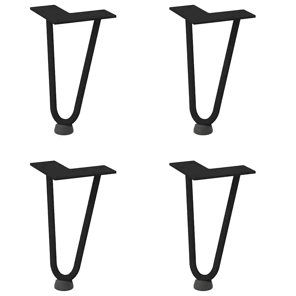 Gambe a forcina per tavolino da caffè 4 pz nere 20 cm in acciaio massiccio 4012412