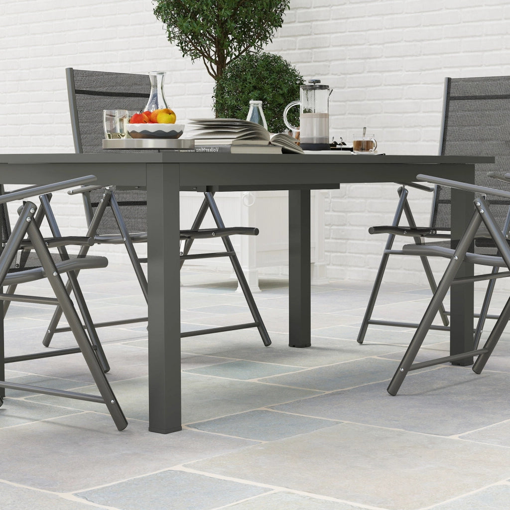 Tavolo da Giardino Allungabile Meccanismo a Farfalla 160-220x90x73 cm per 6-8 Persone in Alluminio Grigio