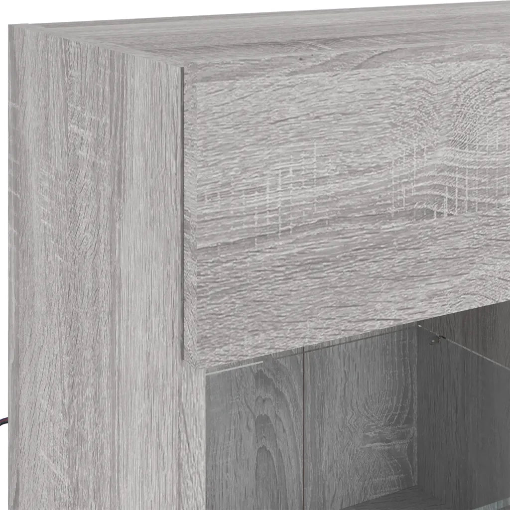 Mobile TV a Parete con Luci LED Grigio Sonoma 78,5x30x60,5 cm 837104
