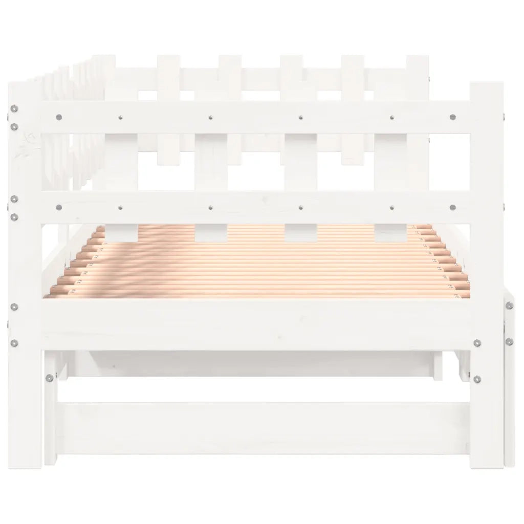 Dormeuse Estraibile Bianca 2x(90x200) cm Legno Massello di Pino 840389