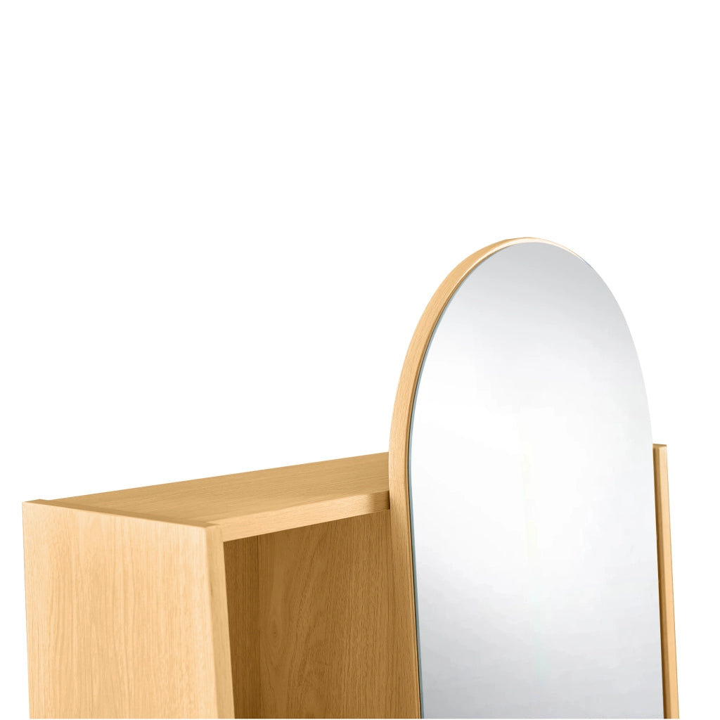Armadio con specchio e ripiani regolabili per ingresso in MDF 165x60x28 cm naturale