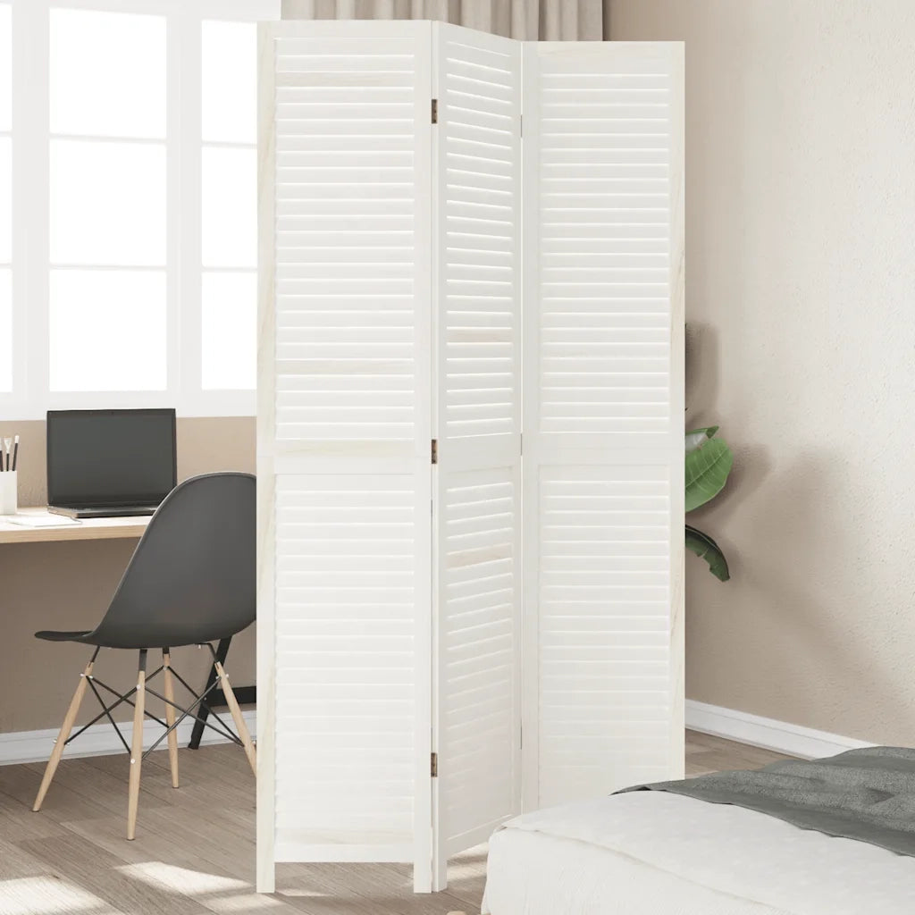 Divisorio Ambienti | Divider per stanze | Paravento 3Pannelli Bianco Legno Massello di Paulownia