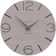 Orologio da Parete Smile, manufatto a mano in Italia, 30 cm, elegante e silenzioso, alta qualità, idea regalo perfetta [Misto quercia e grès grigio].