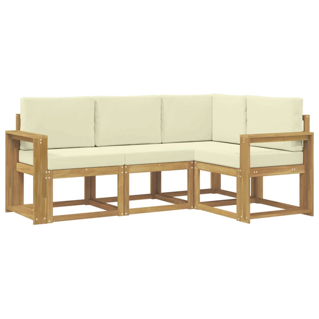 Set di divani da esterno con cuscino 4 pcs Bianco e Crema