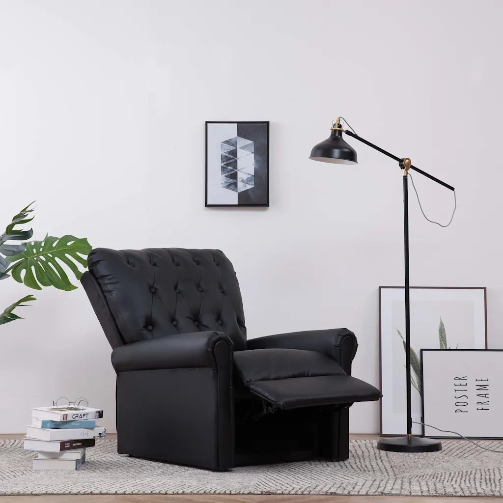 Poltrona reclinabile  in pelle sintetica nera 282274
