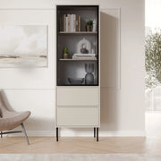Mobile Espositore Zanica, Vetrina 2 Ripiani, 60x40x185h cm Beige