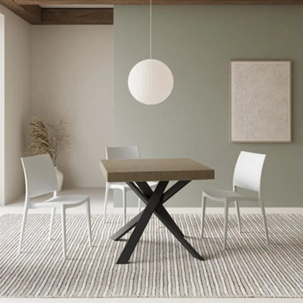 Tavolo allungabile 90/194x90 cm Clerk tortora gambe antracite