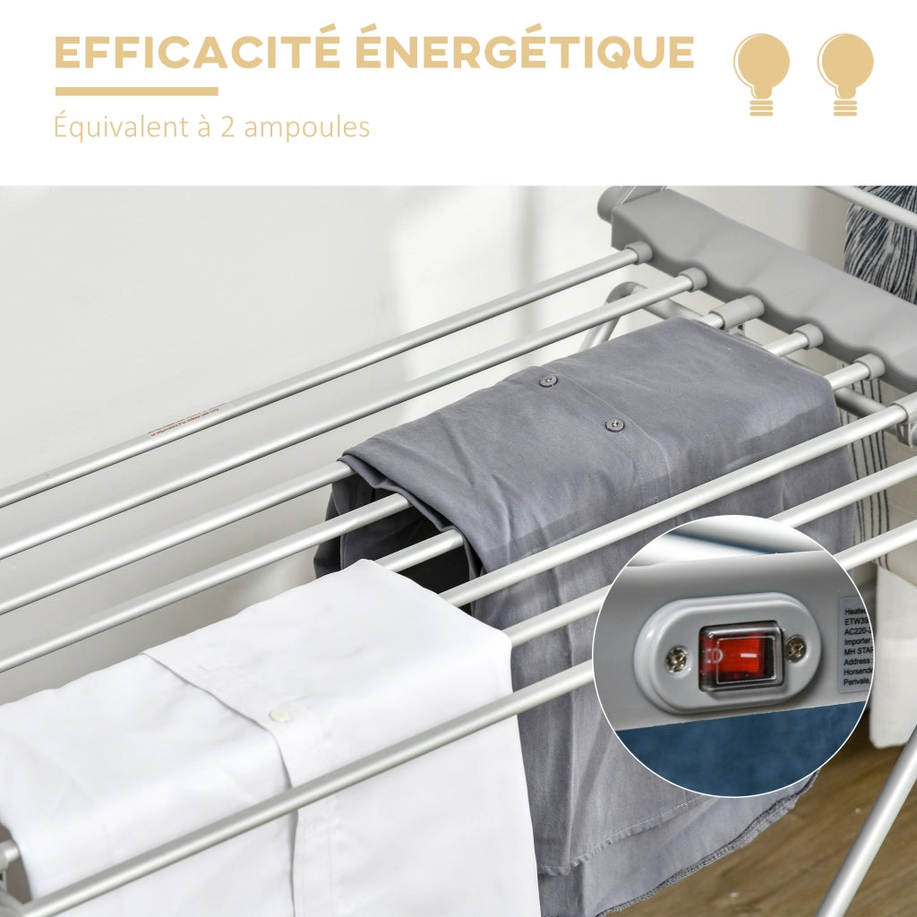 Stendibiancheria elettrico 2 ali laterali estensibili ¨C zephmum ¨C 144x53x91 cm