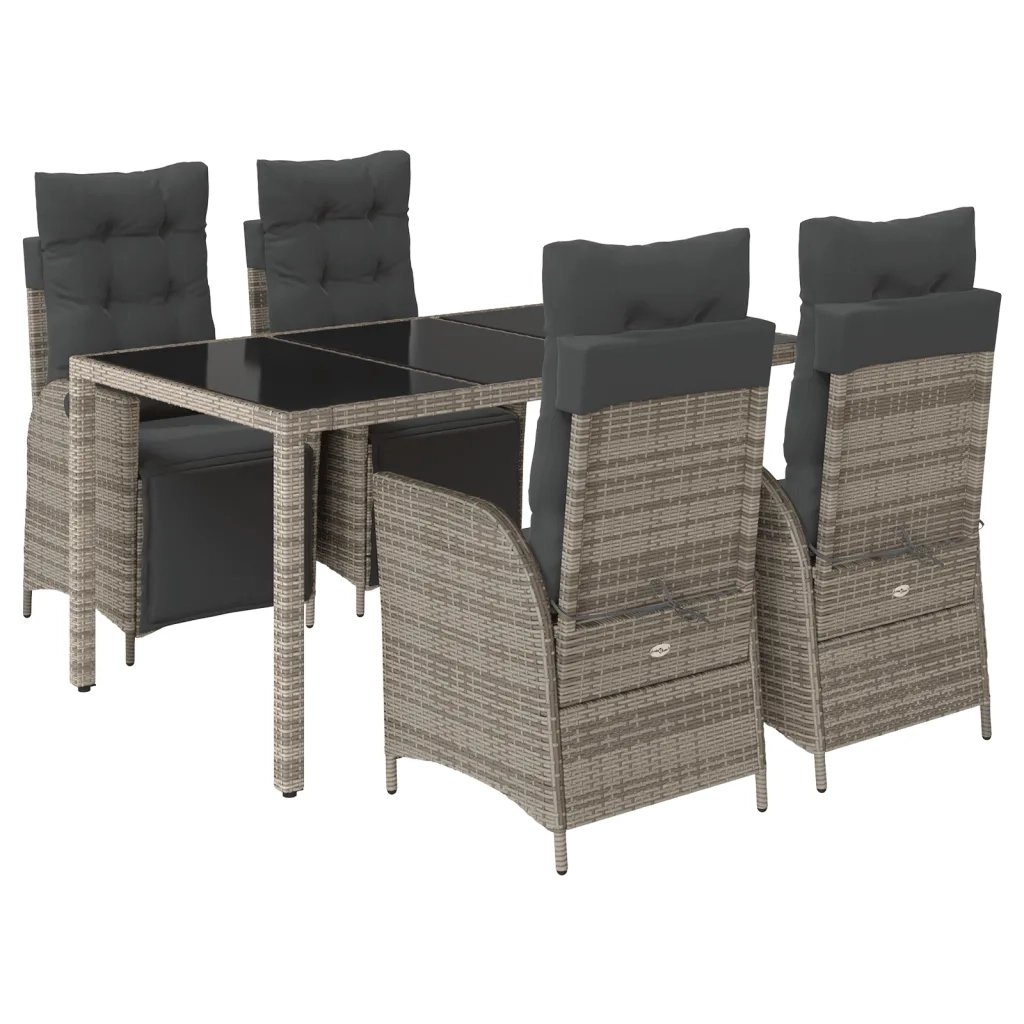 Set da Pranzo da Giardino 5 pz con Cuscini in Polyrattan Grigio 3213328