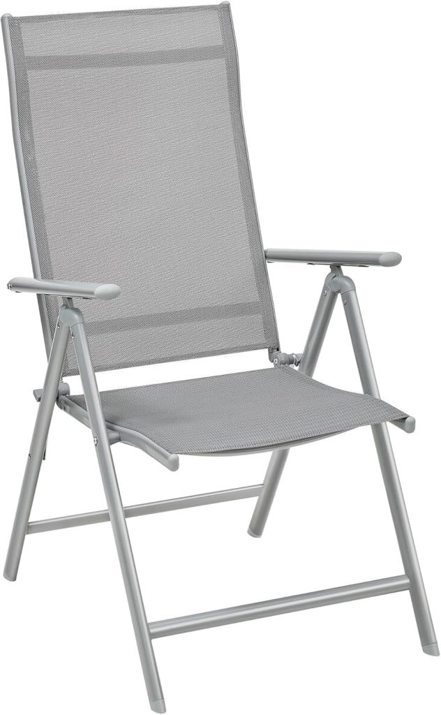 SONGMICS Sedie da Giardino, Set di 2 Sedie Pieghevoli, per Esterno, con Struttura in Metallo, Schienale Regolabile in 8 Posizioni, Capacità di Carico fino a 150 kg, Nero GCB29BK