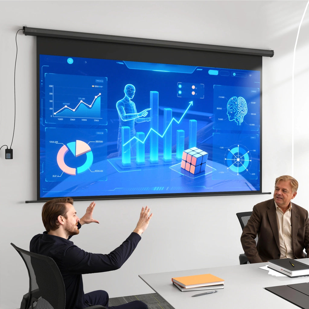 Telo per Proiettore 120" Formato 16:9 Motorizzato con Telecomando Fissaggio a Muro e Soffitto Nero